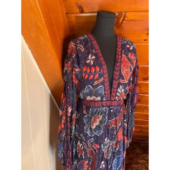 Farm Rio Tropical Shine Navy Blue Maxi Dress sz XL - Picture 10 of 13